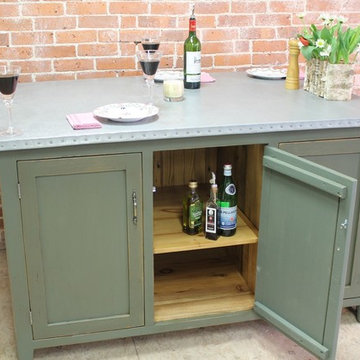 Zinc Kitchen Island With Reclaimed Wood Base