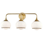 Hudson Valley Lighting - Reese 3-Light Wall Sconce, Aged Brass - With a shade encompassing another shade within it, Reese spins a glossy beauty. The metal rim on the outer shade and the peeking-out inner shade are a couple details contributing to its elegance.