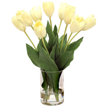 Waterlook® White Dutch Tulips in Glass Cylinder