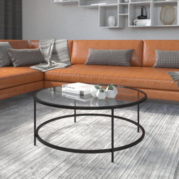 Astoria Collection Round Coffee Table - Modern Clear Glass Coffee Table with...