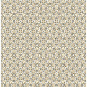 Retro Floral Wallpaper, Gold and Gray, Bolt
