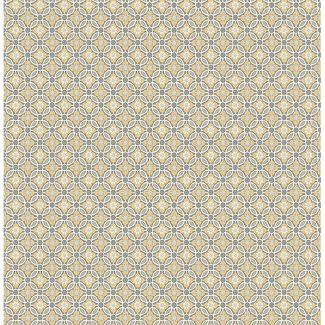 Retro Floral Wallpaper, Gold and Gray, Bolt