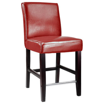 Antonio Counter Barstool, Red Bonded Leather