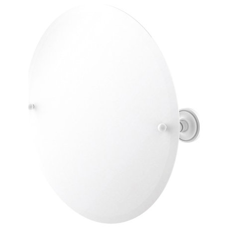 Frameless Round Beveled Edge Tilt Mirror, Matte White