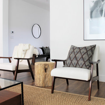 Mid Century Modern Armchairs in Farmhouse Living Room