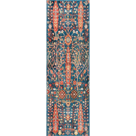 Nuloom Dasilva Gabbeh Fringe Southwestern Area Rug, Blue 2'6"x8'