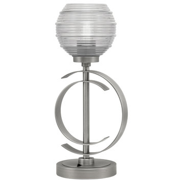 1-Light Table Lamp, Graphite Finish, 6" Clear Ribbed Glass