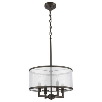 VALENTINA Transitional 4 Light  Rubbed Bronze Ceiling Pendant 16inches Wide