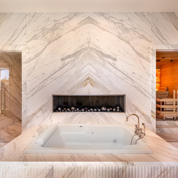 Custom Home Master Bath Hemlock & Salt Wall Sauna in Rancho Santa Fe