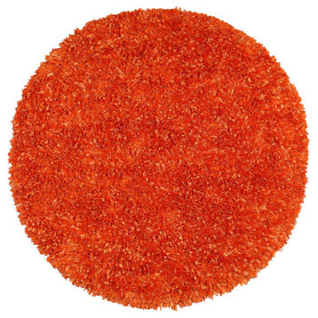 Orange Shimmer Shag 3'x3' Round Rug
