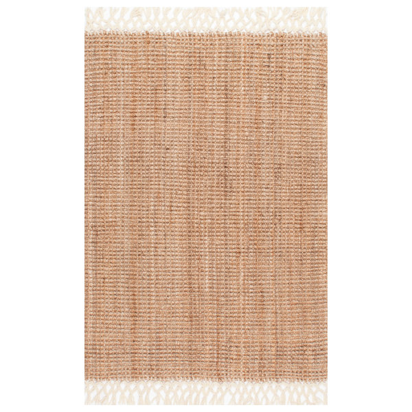 Fringe Handwoven Jute Area Rug, Natural, 4'x6'