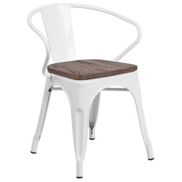 Catania Modern / Contemporary Metal Dining Arm Chair in White