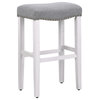WestinTrends 29" Upholstered Backless Saddle Seat Bar Height Stool, Gray