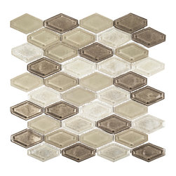 Beveled Elongated Hex &ndash; Hazel &ndash; 11.375 x 10.5 &ndash; (10126) - Mosaic Tile - Jeffrey - Mosaic Tile