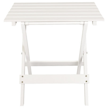 Portable Solid Wood Folding Side Table 2-Piece Set, White