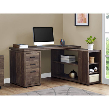 Computer Desk Home Office Corner L Shape Work Laptop Laminate Brown