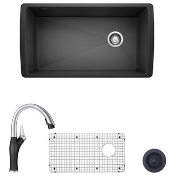 Blanco Diamond Super Single Sink Kit with Pull-Down Faucet, Anthracite