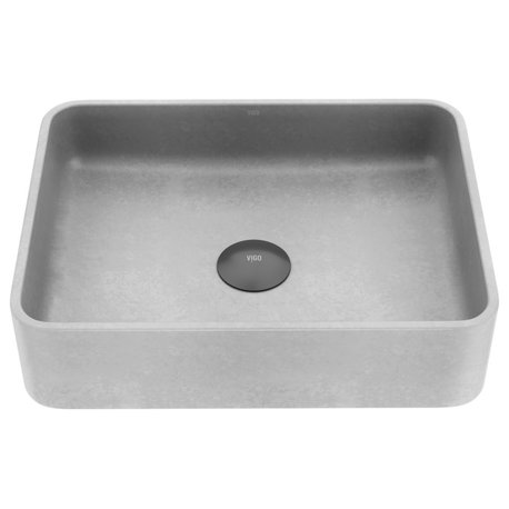 VIGO Segovia 16"L x 12"W x 4"H Concreto Stone Rectangular Bathroom Vessel Sink