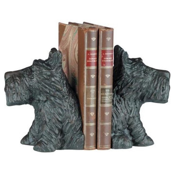 Bookends Bookend TRADITIONAL Lodge Scottie Dogs Resin Hand-Painted