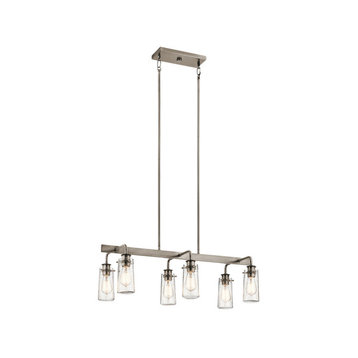 Kichler Braelyn 6 Light Linear Chandelier, Classic Pewter