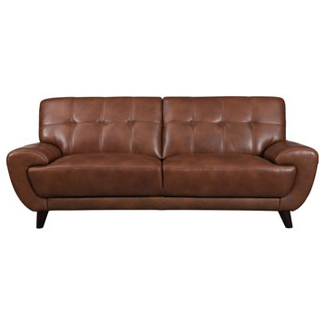 Nicole Leather Craft Sofa, Brown