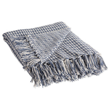 French Blue Houndstooth Throw