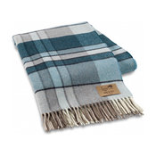 Teal Vintage Plaid Lambswool Throw
