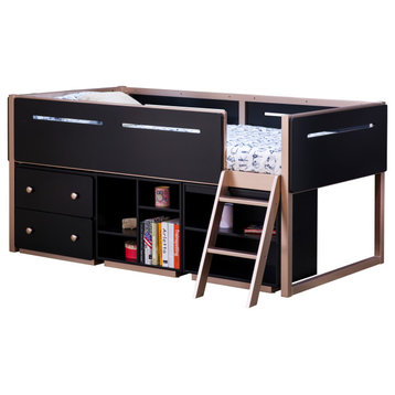 Prescott Cabinet, 2 Drawers, Black and Rose-Gold