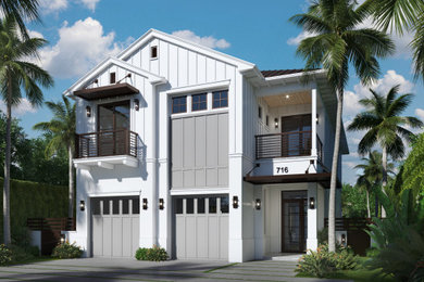 Inspiration for a large contemporary two-story exterior home remodel in Miami