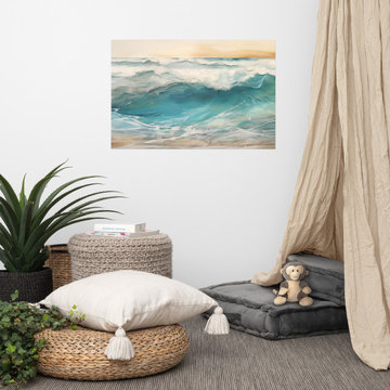 Aqua Awakening Encaustic Painting Coastal Wall Art Print