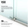 VIGO 36"x36" Frameless 3/8" Shower With Left Base, Stainless Steel