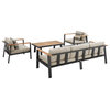 Armen Living 4-Piece Outdoor Patio Set, Charcoal Finish With Taupe Cushions