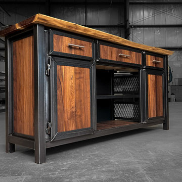live edge slab media console