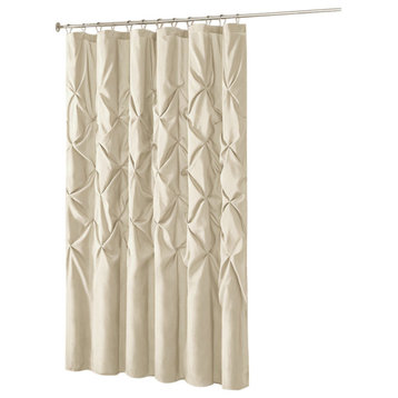 Madison Park Laurel Tufted Semi-Sheer Shower Curtain, Ivory