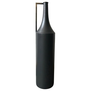 Moe's Home Collection Argus Metal Vase with Handle in Black/Brass