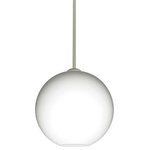 Besa Lighting - Besa Lighting 1TT-COCO1207-LED-SN Coco 12 - 11.75" 9W 1 LED Stem Pendant - The globe-shaped Coco is a blown glass with a neutral d�cor and classic shape that blends gracefully into all environments. Our Cocoon glass is a frosted glass with interesting threads of opaque white swirling throughout. This d�cor is full of textured and creates a point of interest to any room. When lit this glass features a dimensional effect from the whites lines that are interlaced at various levels.� The smooth satin finish on the clear outer layer is a result of an extensive etching process, with the texture of the subtle brushing. This blown glass is handcrafted by a skilled artisan, utilizing century-old techniques passed down from generation to generation. Each piece of this d�cor has its own artistic nature that can be individually appreciated The stem pendant fixture is equipped with an adjustable telescoping section, 4 connectable stem sections (3", 6", 12", and 18") and low Profile flat monopoint canopy. These stylish and functional luminaries are offered in a beautiful Satin Nickel finish.  No. of Rods: 4  Canopy Included: TRUE  Shade Included: TRUE  Cord Length: 120.00  Canopy Diameter: 5 x 5 x 0 Rod Length(s): 18.00  Eco-Friendly: TRUE  Color Temperaute:   Lumens:   CRI:   Rated Life: 30,000 HoursCoco 12 11.75" 9W 1 LED Stem Pendant Satin Nickel Opal Matte GlassUL: Suitable for damp locations, *Energy Star Qualified: n/a  *ADA Certified: n/a  *Number of Lights: Lamp: 1-*Wattage:9w LED bulb(s) *Bulb Included:Yes *Bulb Type:LED *Finish Type:Satin Nickel