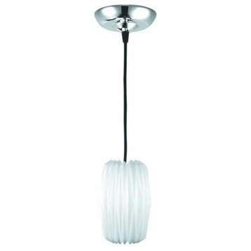 Lite Source Pendant Lamp, Chrome with Pleated White Shade