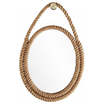 Iberis Mirror, Natural Rope, Brushed Brass, Plain Mirror, 28"W (5661 3MNNG)