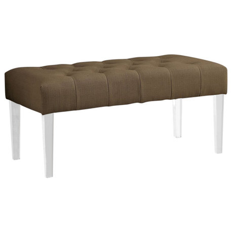 Furniture of America Paz Contemporary Fabric Tufted Bench in Brown