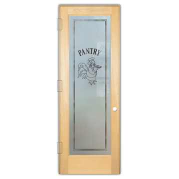 Pantry Door - Rooster Chef - Maple - 30" x 80" - Knob on Right - Push Open