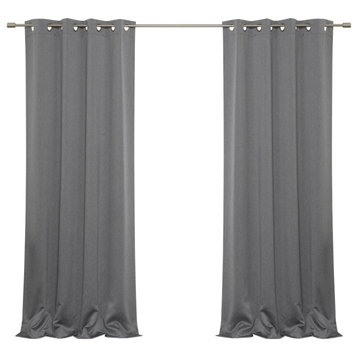 Heathered Linen Look Grommet Blackout Curtains, Grey, 52"x84"