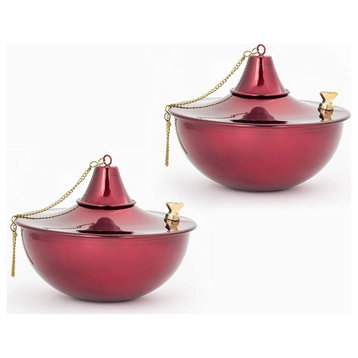 Maui Tabletop Tiki Torch/Oil Lamp Tiki Torch With Snuffer, Cranberry, 2 Pack