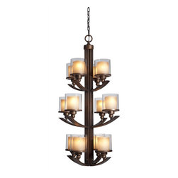 Artcraft Lighting - Oiled Bronze Sierra 2-Tier Chandelier with 12 Lights - 23 Inches Wide - Chandeliers