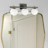 Matte Black and Aged Brass Transitional Vanity With White Glass