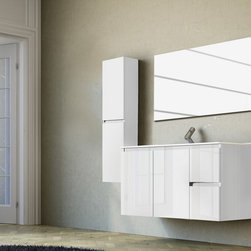 Abella 40 inch Modern High Gloss White Finish Bathroom Vanity Set - Bathroom Vanities And Sink Consoles