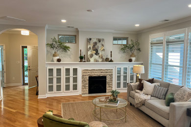 Example of a mid-sized classic living room design in Charlotte