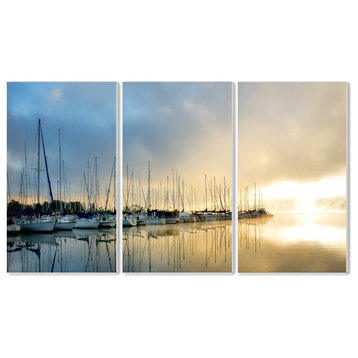 "Sail Boats On The Dock Triptych" Wall Art Triptych" Wall Plaque Art Set