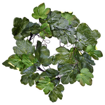 Vickerman 24" Artificial Green Fig Leaf Wreath