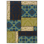 Newcastle Home - Coronado Indoor and Outdoor Geometric Brown and Blue Rug, 5'3"x7'6" - Coronado is a striking new indoor/outdoor collection in trend-forward shades of indigo and Mediterranean blue and bright lime green.  Simple, sophisticated patterns come alive with tons of texture and pops of bright color.  It is a collection of high-style, high durability rugs that are perfect for the outdoors or for any room in the home.  Machine made of 100% polypropylene.