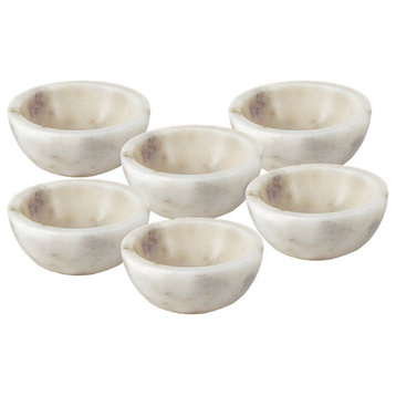 Marble Collection, 5" White Marble Bowl - Pack of 6